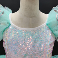 Blue Girls Sparkling Sequin Ballet Tutu Dress Costume de danse de scène de princesse pour enfants