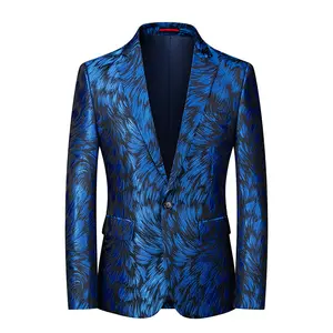 Blazer de talla grande para hombre 7151, traje de actuación, chaqueta con estampado, traje de cantante, fiesta, graduación, Blazers de escenario