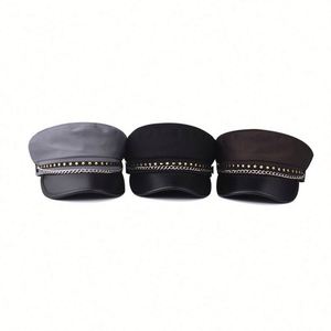 Boina de Moda Británica 2025 con Estrella de Cinco Puntas, Gorra de Capitán con Cadena y Visera de PU, Tendencia Primavera-Otoño - Product Image 3