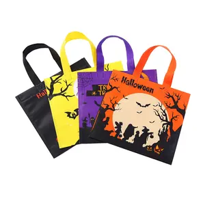 Pronto Para enviar Criança Abóbora Impresso Party Favors Bag Halloween Treat Candy Bag Halloween Candy Gift Bag