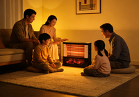 Chauffage d'appoint portable autonome à quartz 2400W, 4 niveaux de puissance, avec effet de flamme réaliste, pour salon, sécurité garantie
