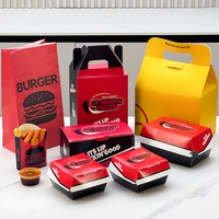Boîte en papier personnalisée avec logo pour emporter, de qualité alimentaire, pour hot-dogs, poulet frit, hamburgers, pour restaurants