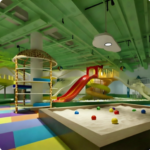 Aire de jeux intérieure personnalisée sur le thème de la <span class=keywords><strong>jungle</strong></span>, <span class=keywords><strong>piscine</strong></span> <span class=keywords><strong>à</strong></span> <span class=keywords><strong>balles</strong></span> verte et jaune avec toboggan, équipement de parc d'attractions intérieur - Product Image 3