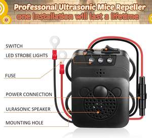 Répulsif à ultrasons professionnel pour oiseaux (pour les chauves-souris) avec lumières stroboscopiques LED, piles rechargeables, plastique écologique - Product Image 3