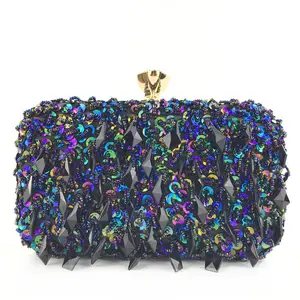 Clutch Dinnner Bag Handmade Double Sided Bead Embroidery Bag Sequin Ladies Evening Bag