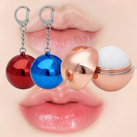 Bálsamo Labial Vegano Natural GUOCUI, Crema Labial Nutritiva e Hidratante, Bálsamo Labial Voluminizador en Bola Redonda Roja/Dorada/Azul con Cierre de Cadena