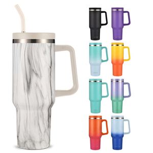 40oz Stainless Steel Tumbler Vacuum Insulated With Handle <b>Straw</b> for Car Large Capacity Double Wall Ice Mac <b>Cup</b> - Product Image 2