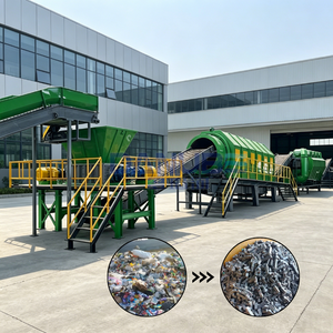 Máquina de Procesamiento de Residuos Industriales con Estructura Metálica Verde, Cinta Transportadora y Trituradora para la Clasificación de Residuos Sólidos Urbanos - Product Image 1