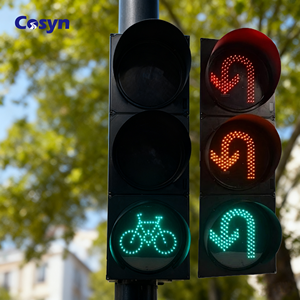 도매 U자형 자전거 신호등 풀볼 LED 노란색 플라스틱 알루미늄 및 PC 소재로 제작 - Product Image 1