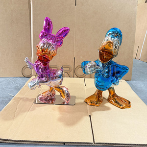 Pop Art Tùy Chỉnh 40Cm Vịt Điêu Khắc Phim Hoạt Hình Công Viên Donald Vịt Tượng Nhựa Mạ Phim Hoạt Hình Phim Hoạt Hình Động Vật Trang Trí Nhà Thủ Công - Product Image 3