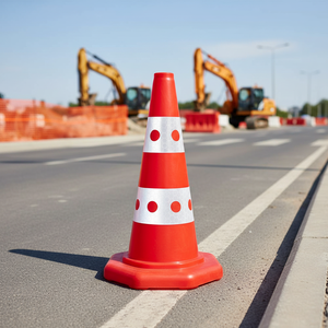 50 cm PPC Traffic Safety Cone PVC and <b>Plastic</b> Reflective Road Barrier with White Reflective <b>Tape</b> - Product Image 3