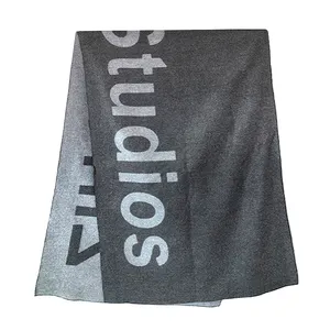 Жаккардовый черный серый шарф из пашмины с логотипом на заказ шали и обертывания для мужчин и женщин