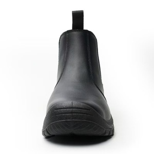 Bottes de travail mi-montantes ZL221-1-1 noires avec embout en acier, chaussures de sécurité antidérapantes, tige en <span class=keywords><strong>cuir</strong></span> PU, sans lacets, prix usine - Product Image 5