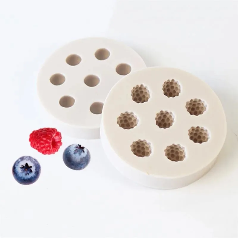 Molde de silicone de mirtilo e morango 3d, forma de frutas para fondant, decoração de bolo, doces, chocolate, utensílios de cozinha, bolos