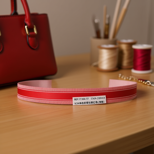Ruban tissé 5 cm, couleur unie rouge, accessoires pour sacs, style classique - Product Image 2