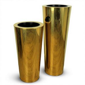 Jardinière cylindrique moderne en acier inoxydable, écologique, durable, de haute qualité, avec logo gratuit, pour la maison, le jardin, le sol, le centre commercial, les fleurs - Product Image 1