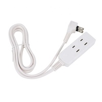 Prise multiple électrique portable 15A 125V PSE Mini blanche, un vers trois, avec rallonge à 2 broches, fiche coudée, cuivre et PVC