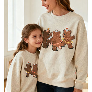 OEM Custom Mommy and Me abiti per la famiglia abbinati abiti invernali orsi personalizzati ciniglia ricamo <span class=keywords><strong>felpa</strong></span> in pile per le donne - Product Image 1