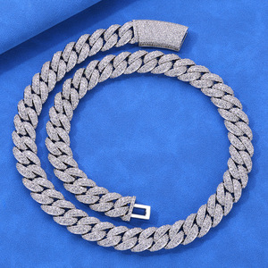 Cadena Cubana de Moissanita VVS1 que Pasa la Prueba del Diamante, con Certificación GRA, Vermeil de Oro de 18K y Plata 925, Engaste de Bisel, Joyería Hip Hop Personalizada con Incrustaciones - Product Image 1