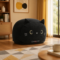 Housse de pouf de rangement pour animaux en peluche au design japonais pour enfants, motif chat noir, grande taille, organisateur de jouets
