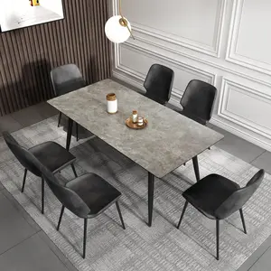 2020 הכי חדש פירוט עיצוב ברזל עבור בית מלון ריהוט יוקרה איטלקי שיש שולחן וכיסאות סטים