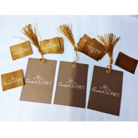 Étiquettes suspendues en papier kraft effet métallique couleur cuivre de luxe pour vêtements, étiquettes tissées en carton, matériel d'habillement