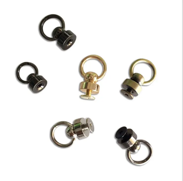8MM 10MM Screw back Ring Pull Handle Round Head Rivet Studs Used For Purse Wallet Phone Handbag Decoration