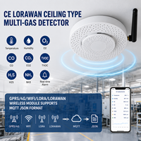 Détecteur de gaz LoRaWAN de type plafond pour la surveillance de la température de l'air, de l'humidité, de l'O2, du CO, du CO2, des TVOC, du H2S, de l'NH3 (ammoniac)