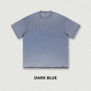 Camiseta de manga corta con cuello redondo, estilo vintage, desgastada, con efecto lavado ácido y desgaste gradual, 280 g/m², personalizada, estilo Y2K, para verano 2026 - Product Image 1