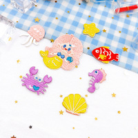 Badges brodés autocollants OEM série animaux marins, certifiés CE, écussons thermocollants étoile de mer pour réparation et décoration de vêtements