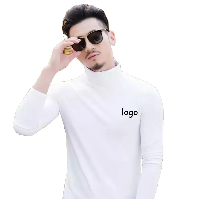 Men's Casual Slim Fit Long Sleeve High Collar T-Shirts Cotton Thermal Shirts With Large Size T-shirt