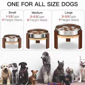 Feedoo Elevated Pet <b>Feeder</b> Stainless Steel Bowl Wooden Stand For Dogs <b>Cats</b> - Product Image 5