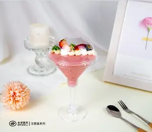Runde durchsichtige Kunststoff-Desserttbecher einweg-Mousse-Pudding kleine durchsichtige Kunststoff-Becher mit Deckel