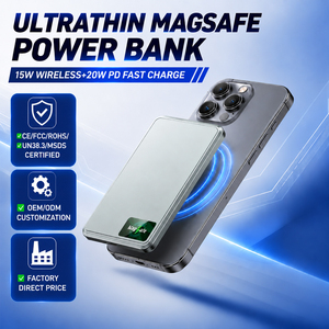 พาวเวอร์แบงค์แม่เหล็กไร้สายบางเฉียบ 15W 20W ชาร์จเร็ว PD 5000mAh 10000mAh พกพาสะดวก ผลิตจากอลูมิเนียมอัลลอย สำหรับ <span class=keywords><strong>iPhone</strong></span> - Product Image 1