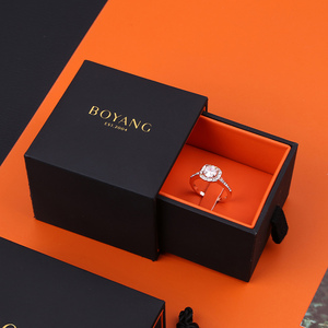 Boyang Factory Wholesale Price Paper <b>Drawer</b> Sliding Western <b>Small</b> Jewelry Box Packaging - Product Image 4