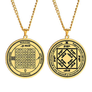 Collar con Colgante de Acero Inoxidable Amuleto Sello de la Llave de Salomón Tercer Pentáculo del Sol Talismán Cuadrado Mágico de Esoterismo Wicca - Product Image 1