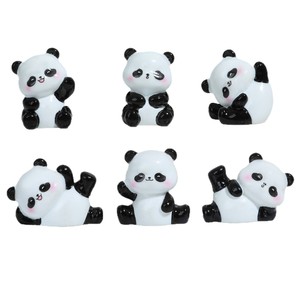 Lanshuo Resin Panda Figurine Cute Animal Shape Desktop Decoration Artistic Craft <b>Ornament</b> Home Decor DIY Accessories - Product Image 2