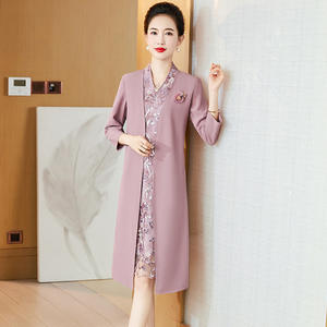 Colección Primavera Verano 2025, Nuevo Vestido Casual de Estilo Occidental Noble, Cuello en V, Manga Larga, Largo hasta la Rodilla, Natural, Lavable - Product Image 6