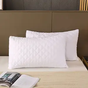 Оптовая продажа, чистый белый Дышащий моющийся экологически чистый матовый Стеганный водонепроницаемый чехол для подушки