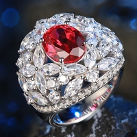 Pabrik Perhiasan MUSHAN Cincin Ruby Merah Darah Merpati Buatan Laboratorium Perak Murni Perhiasan Mewah dan Megah Cincin Wanita
