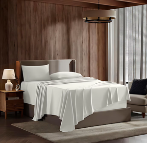 Parure de lit en satin 100 % coton, 4 pièces, unie, avec housse de couette, drap-housse et taies d'oreiller, vente en gros directe usine pour maison, hôtel, <span class=keywords><strong>spa</strong></span> - Product Image 1