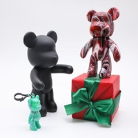 Artecho Nouveau Porte-clés Ours en Vinyle Noir Créatif DIY, Figurines Mignonnes de Lapins et Animaux, Jouets à Peindre, Porte-clés Ours Fluide
