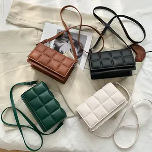 Autumn and winter new bag fashion grid casual simple solid color fashion large capacity single shoulder crossbody square bags