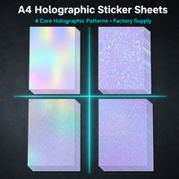 Papier autocollant en vinyle holographique transparent imperméable A4 pour impression jet d'encre et créations d'autocollants