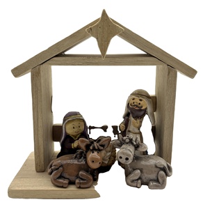 Figurines Catholiques En Gros Personnalisé Résine Artisanat Bébé Jésus Marie Joseph Sainte Famille Nativité Ensemble avec Bois Stable - Product Image 6