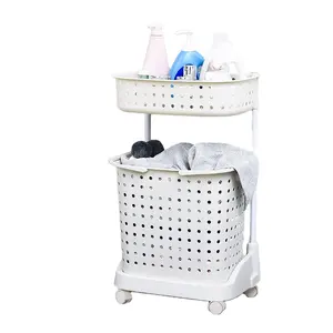 Kamar Mandi Mencuci Pakaian Bin Multilayer Laundry Hamper dengan Roda