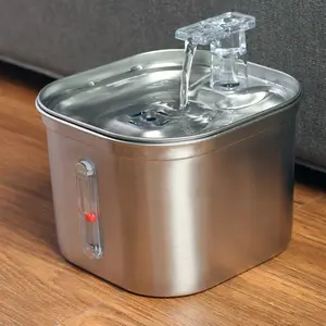 74oz 2.2L Automatic Pet Cat Water Bowl Dispenser Inside Stainless Steel Cat Water Fountain With Water Level Window