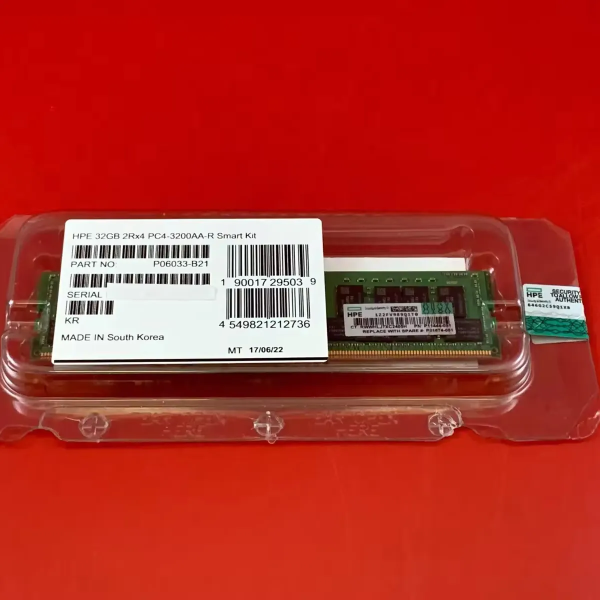 P06033-B21 ddr3 ram Retail P06033-B21スマートメモリNEW F/S 32GB 2Rx4 PC4-3200AA-RスマートメモリRAM P06033-B21