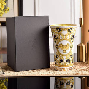 Vase en céramique de luxe en forme de V, vase à fleurs séchées, tigre, salon, décoration d'intérieur simple et créative - Product Image 4