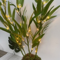Éclairage intérieur à LED Rafraîchissant pour la chambre Lumière de Noël Lampe de table Feuille de bambou Plantes artificielles
